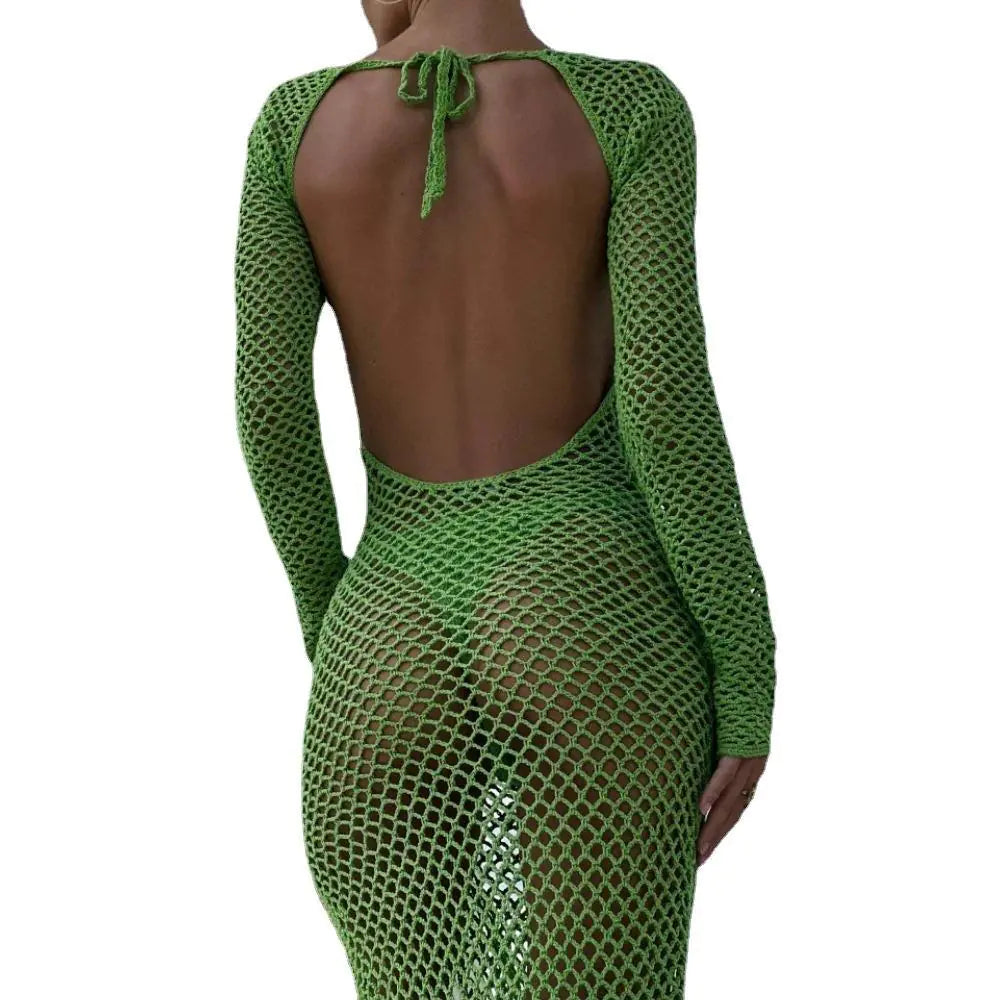 2023 Summer Cross-Border Sexy Hollow Back Knit Dress
