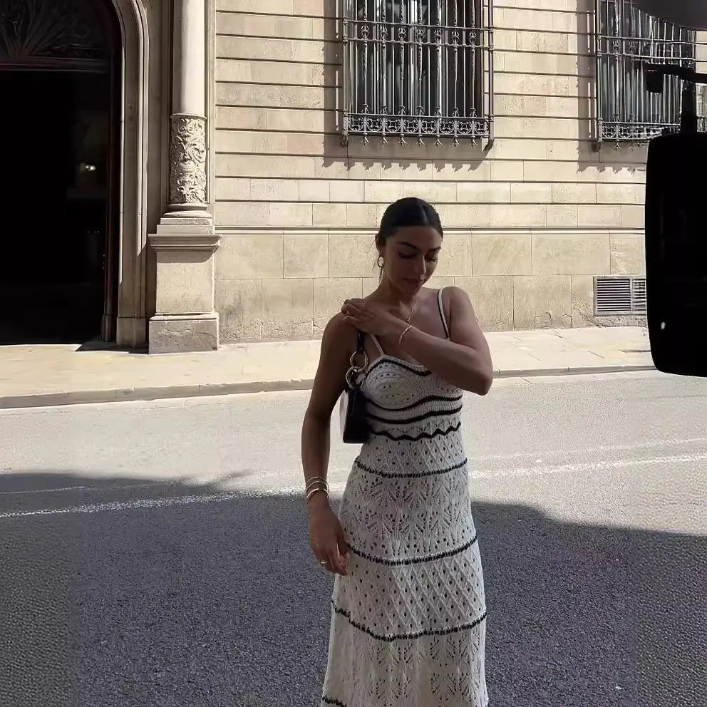 2023 Spring/Summer Sexy Knit Hollow Long Dress