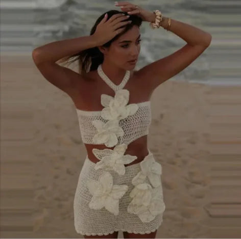3D Floral Knit Mini Dress