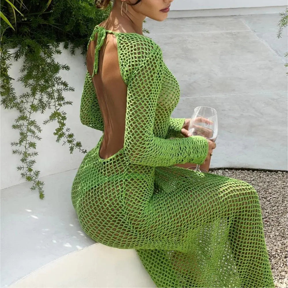 2023 Summer Cross-Border Sexy Hollow Back Knit Dress