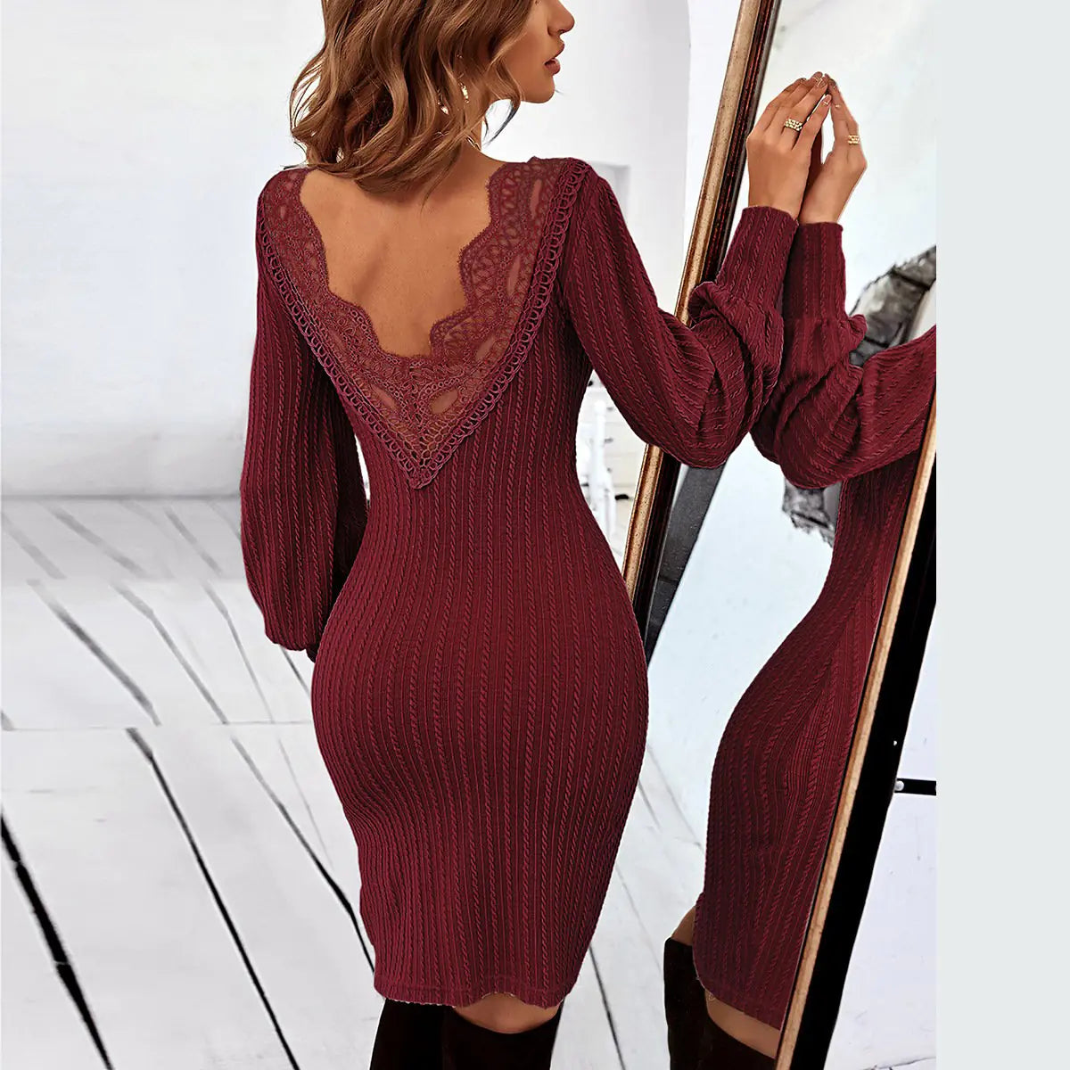 Women's Autumn Winter Skinny Knit Dress