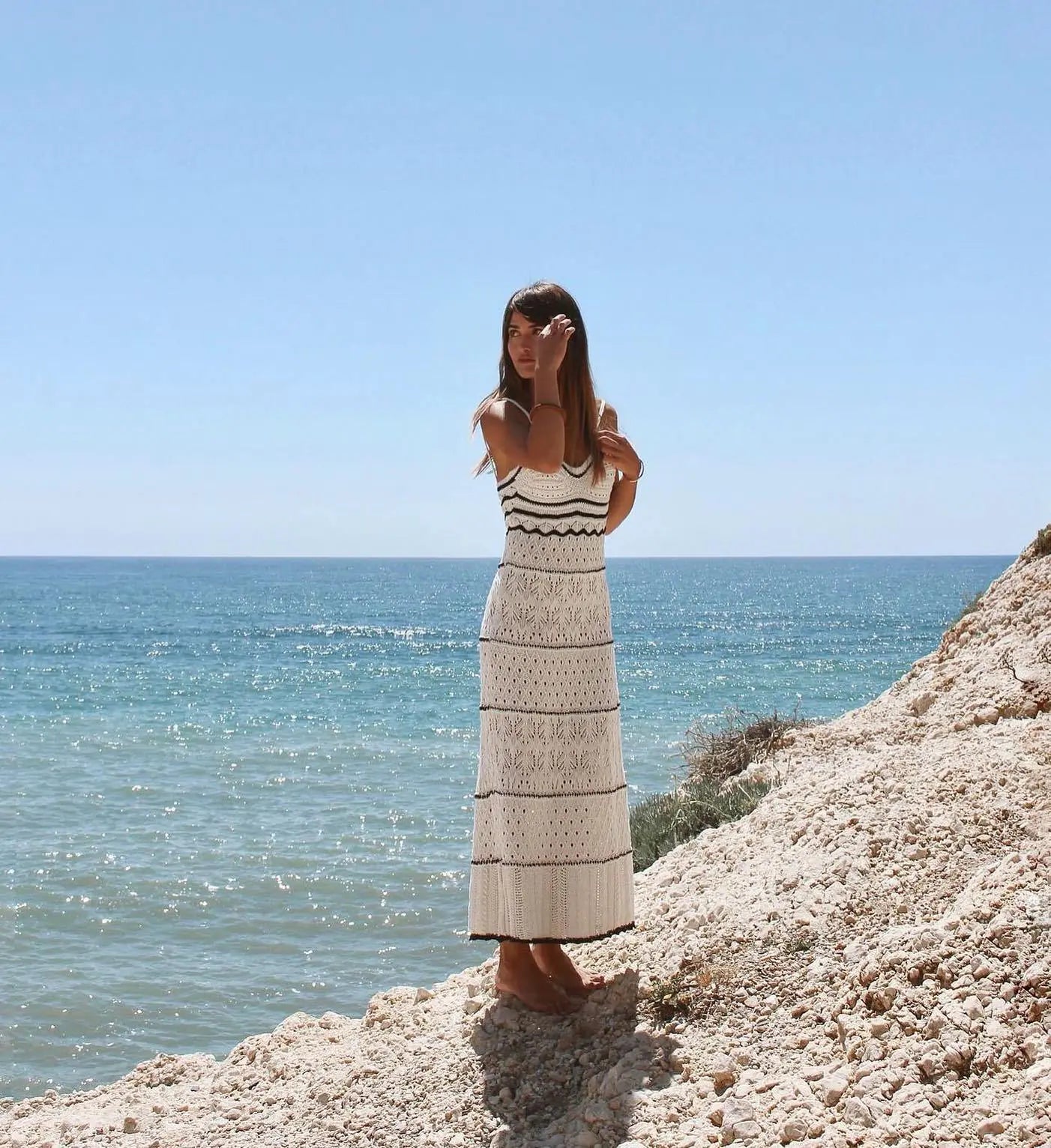 2023 Spring/Summer Sexy Knit Hollow Long Dress