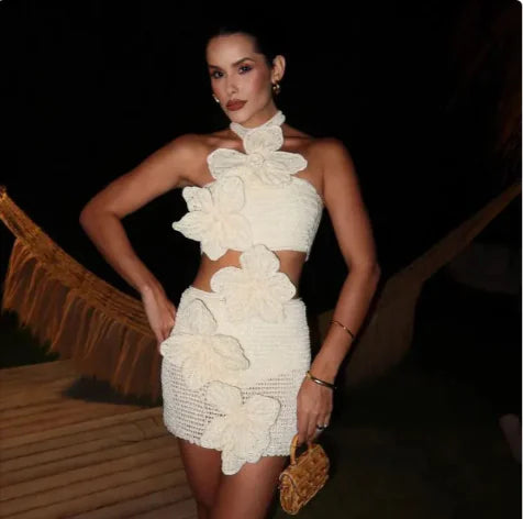 3D Floral Knit Mini Dress
