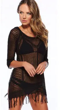 Knit Tassel Beach Cover-Up Dress for Vacation