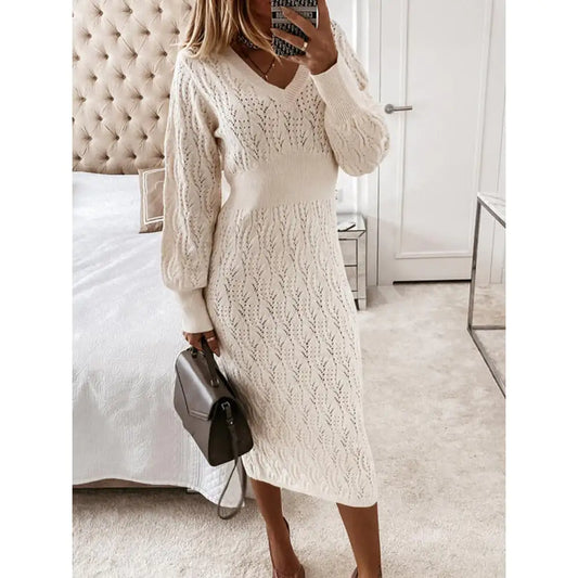 Warm Long Sleeve Knit Women's Sheath Dress