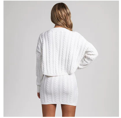 Elegant Plus Size Knit Dress & Sweater Skirt Set